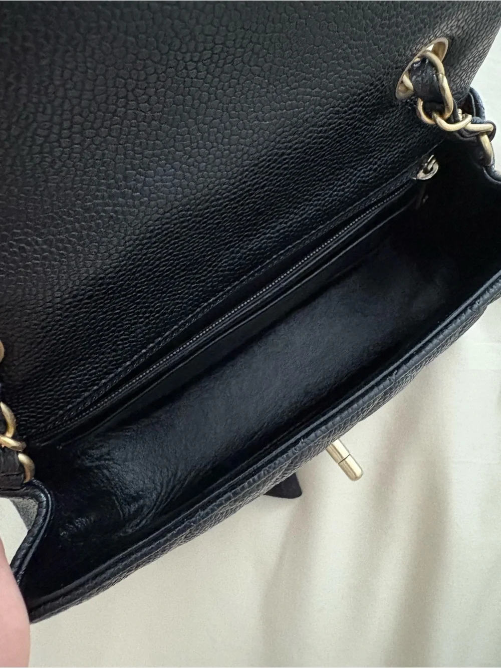 Chanel mini rectangular flap in Caviar